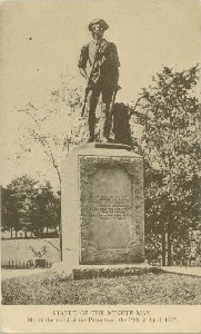 Statue of the Minute 
	Man. Marks the stand of the Patriots on the 19th of April, 1775; 

early 20th century