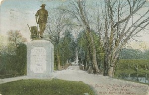 Old Bridge and Minute 
	Men Monument, Concord, Mass. (Battle Monument in distance.); circa 

1908 (postmark date)