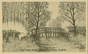 'By the rude 
	bridge'—April 19,1775.; early 20th century