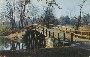 Old North Bridge, 
	Concord, Massachusetts; circa 1957 (postmark date)