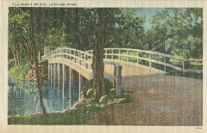Old North Bridge, 
	Concord, Mass.; circa 1941 (postmark date)
