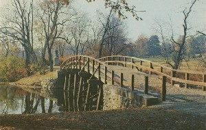 Old North Bridge, 
	Concord, Massachusetts; circa 1957 (postmark date)