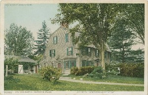 The Old Manse, 
	Concord, Mass, erected 1765.  Where Emerson wrote Nature.; 