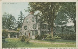 The Old Manse, 
	Concord, Mass, erected 1765.  Where Emerson wrote 

'Nature.'; 