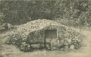 Cairn at site of Thoreau's 

hut - built in 1845 , Henry D. Thoreau lived here two years.; early 20th 

century